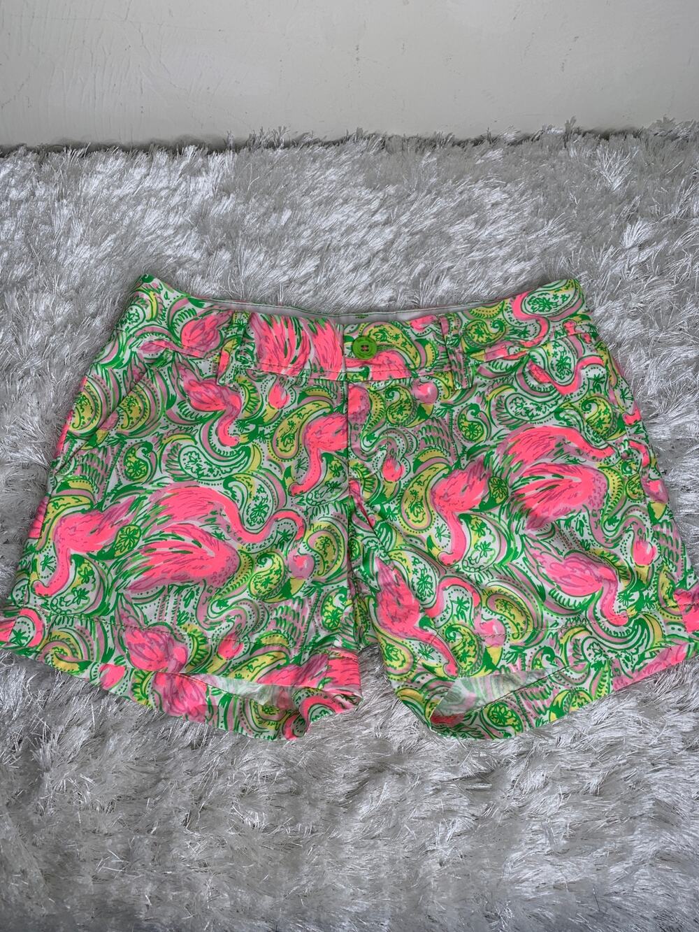 Lilly Pulitzer Callahan Short Sz 2 Flamingo Hot Wings Preppy